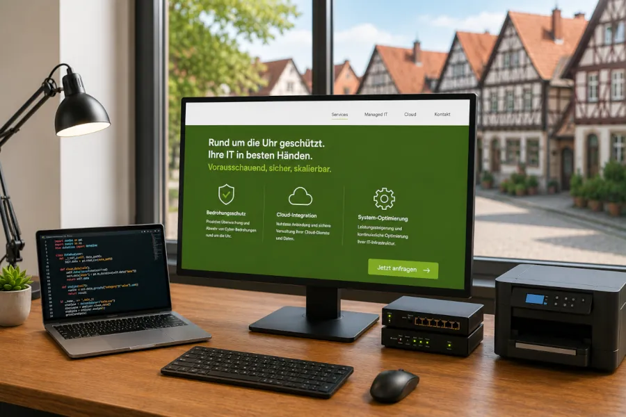 Moderner Arbeitsplatz mit IT-Service und technischer Unterstützung